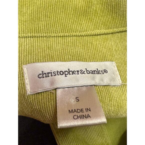 Christopher & Banks Women S Jacket Size Medium Green Corduroy Lightweight Button - Picture 4 of 4